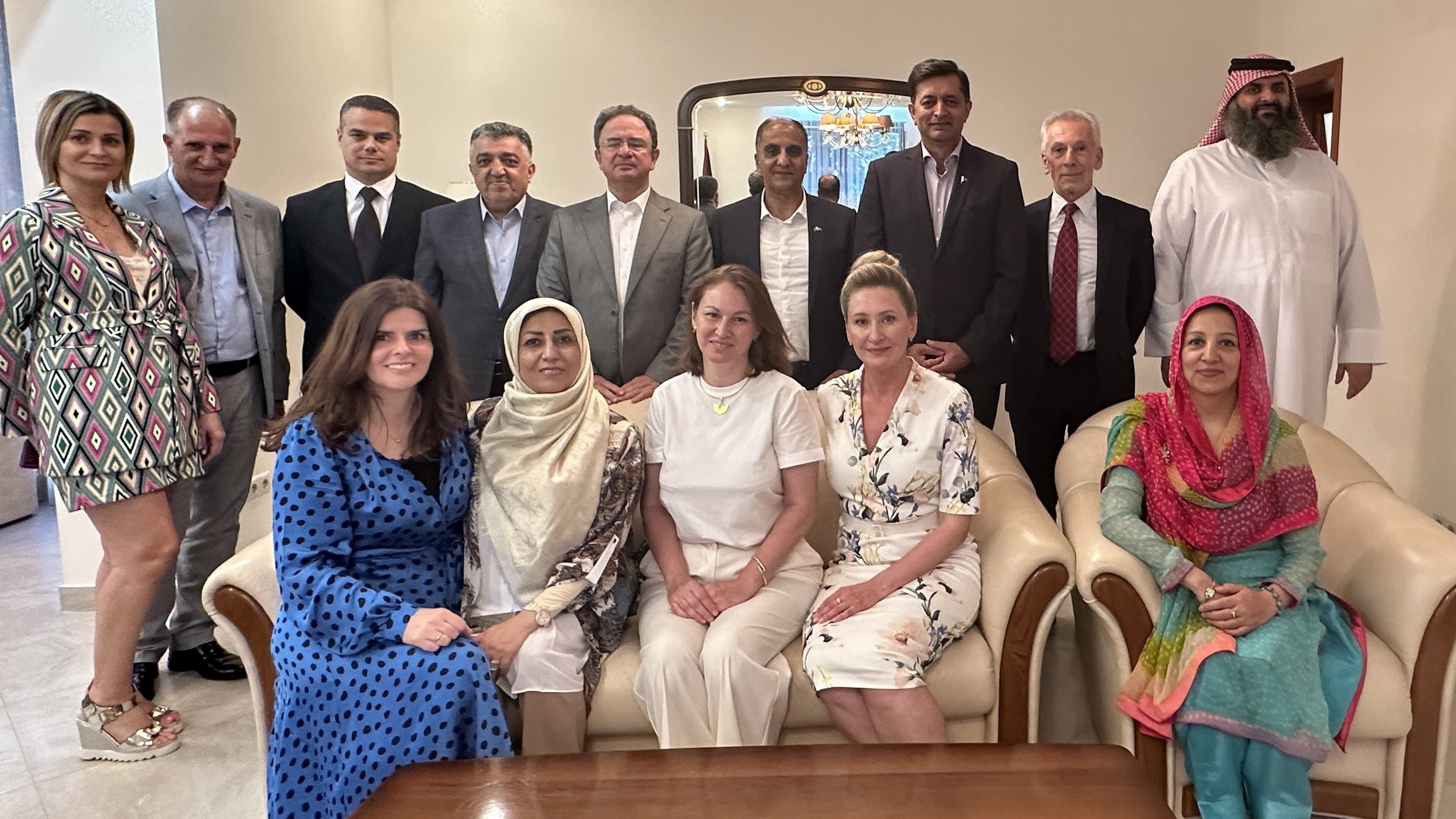 The Envoy of Pakistan to Belarus, Sajjad Haider Khan, attended a feast hosted by the Palestinian Ambassador in Belarus, Dr. Ahmad Almathbouh