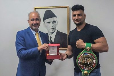Pakistani Embassy in UAE honored Boxer Taimoor Khan