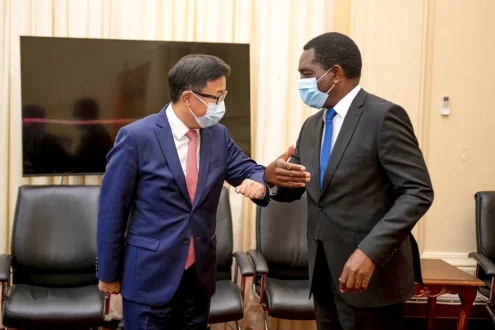 During covid 19, a Chinese Diplomat greeted an African official. 