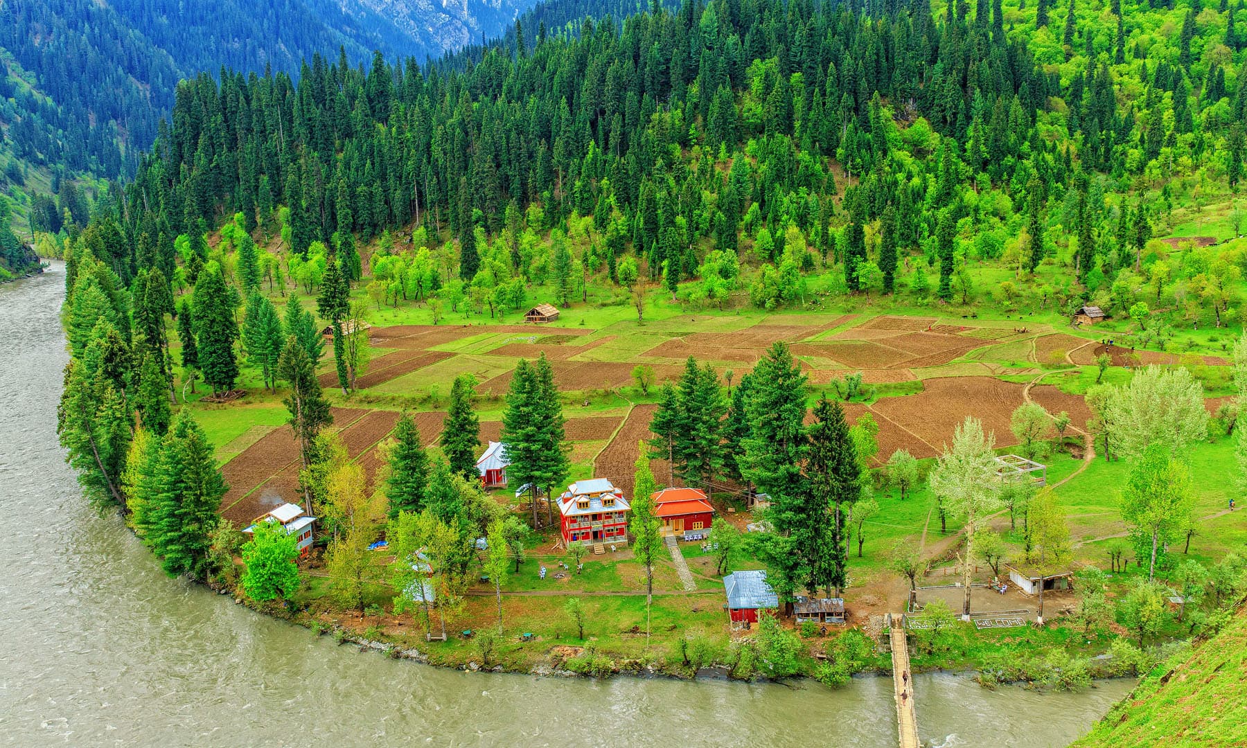 Ariel View of Beautiful Neelum Valley 